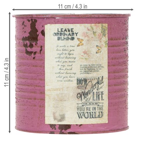 Product Vintage planter decorative box purple metal summer decoration Ø11cm H10.5cm