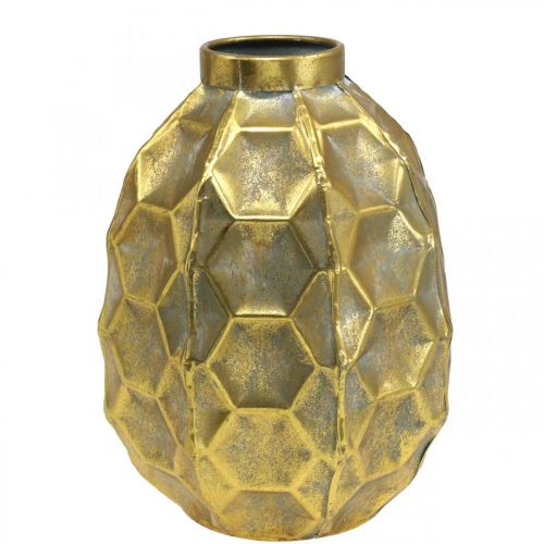 Vintage vase gold flower vase honeycomb look Ø22.5cm H31cm