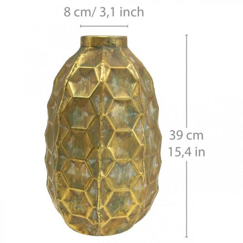 Product Vintage vase gold flower vase honeycomb look Ø22.5cm H31cm