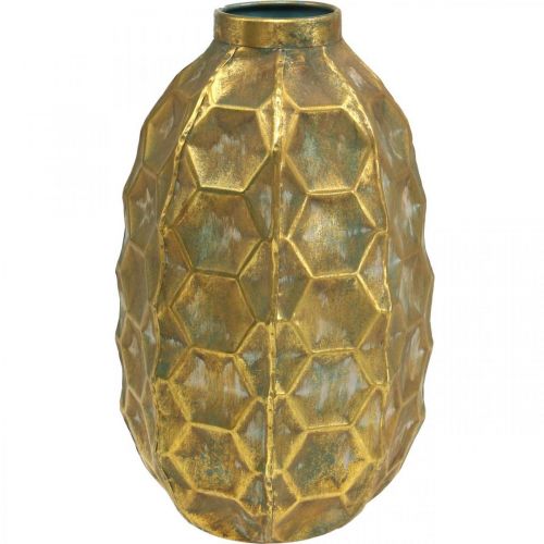 Vintage vase gold flower vase honeycomb look Ø23cm H39cm