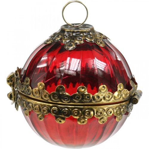 Floristik24 Vintage Christmas ball to open glass red golden Ø8cm set of 2