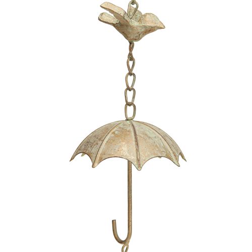 Product Vintage wind chime metal decoration with umbrella and bell 70cm