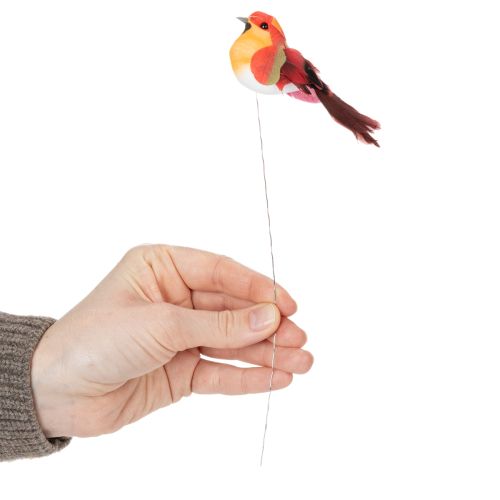 Product Artificial bird with wire for crafting, colorful decoration for any season, 8cm, 12 pieces