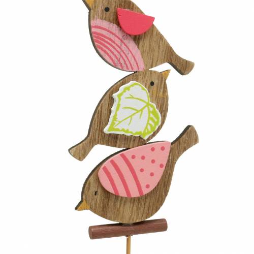 Product Spring Decoration Birds with Stick Wood Assorted H10.5cm 12 pcs