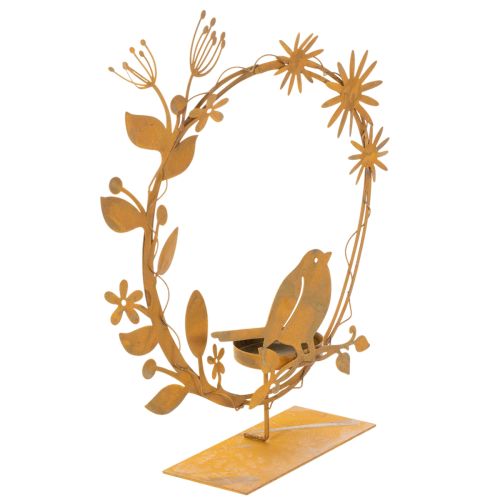 Bird decorative flower tealight holder rust look 24×27×6cm buy online | Floristik24.ie