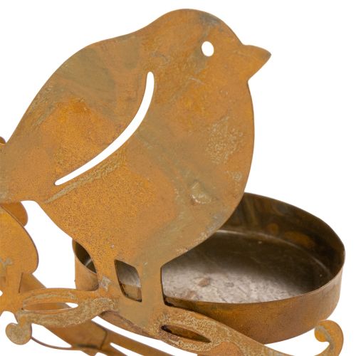 Bird decorative flower tealight holder rust look 24×27×6cm | Floristik24.ie