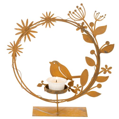 Bird decorative flower tealight holder rust look 24×27×6cm | Floristik24.ie