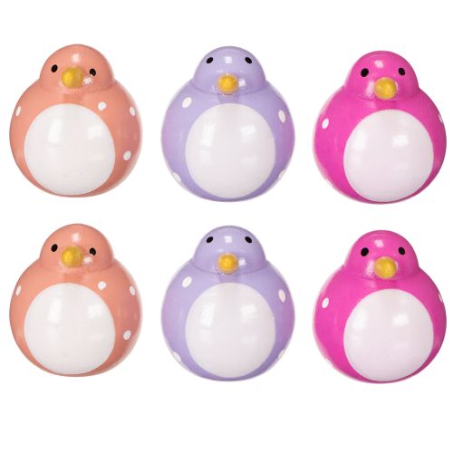 Product Bird decorative figurine with polka dot pattern as a fresh and friendly room accent, purple, 6cm, 6 pieces
