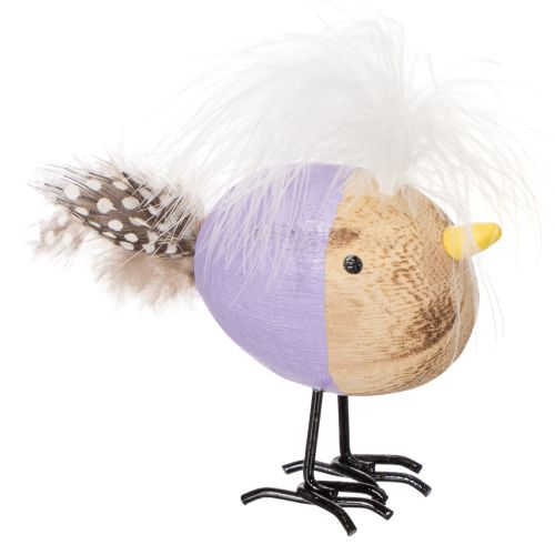 Product Decorative wooden bird with feathers and colorful body for table decoration, 10cm, 6 pieces