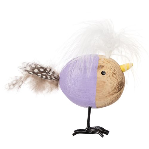 Product Decorative wooden bird with feathers and colorful body for table decoration, 10cm, 6 pieces