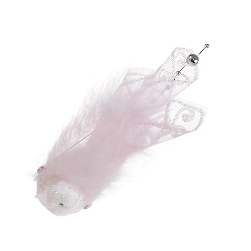 Floristik24 Bird on clip 14cm pink, mica 2pcs