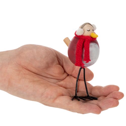 Decorative bird figurine with scarf, winter decoration, 11cm, 4 pieces | Floristik24.ie
