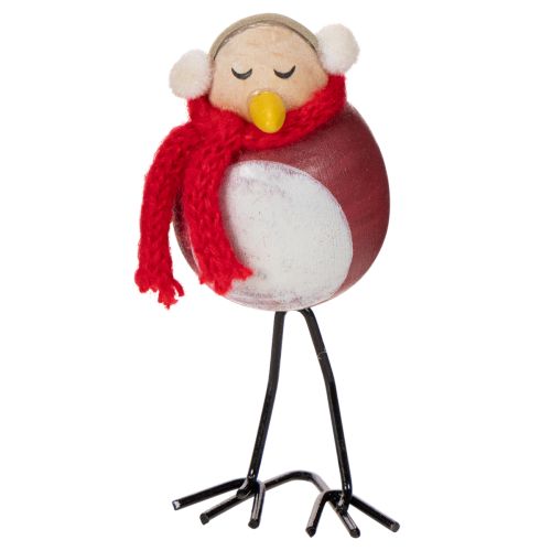 Decorative bird figurine with scarf, winter decoration, 11cm, 4 pieces | Floristik24.ie
