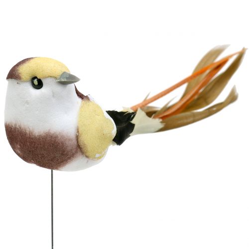Product Bird on wire brown / orange 14cm 12pcs