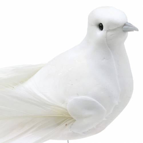 Dove on wire white 10cm 6pcs