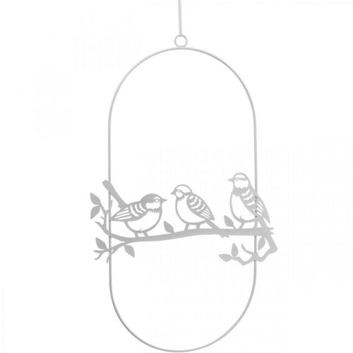 Bird deco window decoration spring, metal white H37.5cm 2pcs