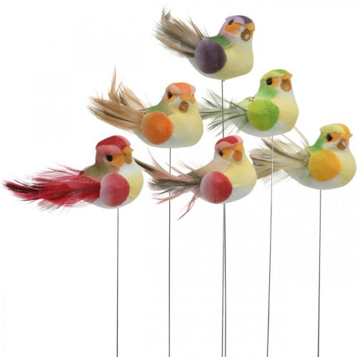 Floristik24 Spring, bird on wire, flower stick colorful H2.5cm 24 pcs
