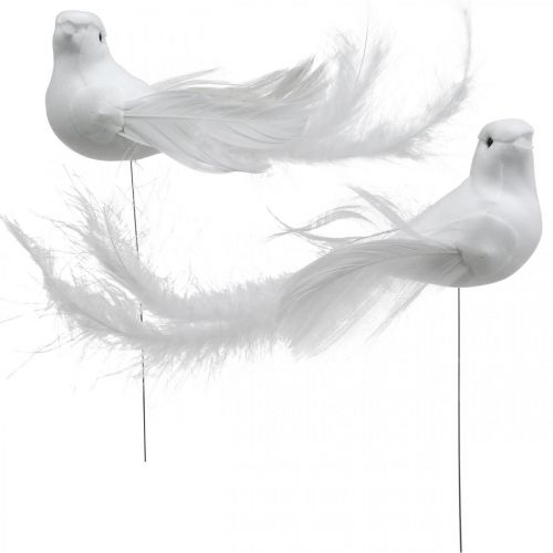 Wedding decoration, doves on wire, wedding doves white H4.5cm 12pcs
