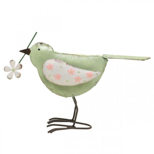 Floristik24 Decorative figure bird with flower spring decoration vintage metal 19.5cm