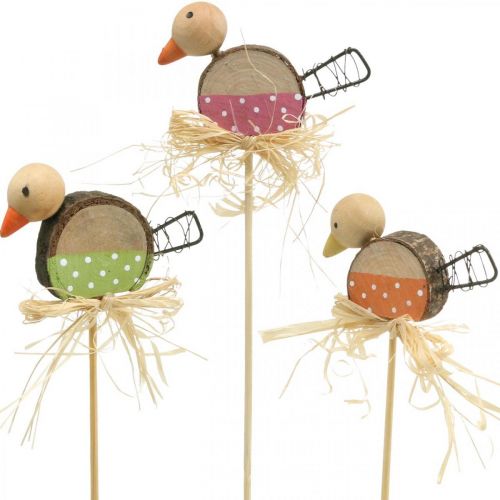 Product Bird Flower Plug Wooden Spring Decoration Decorative Bird on Stick 8cm 12 Pcs