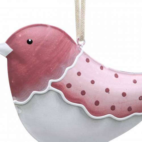 Floristik24 Bird to hang white, old rose assorted metal 9cm 3pcs