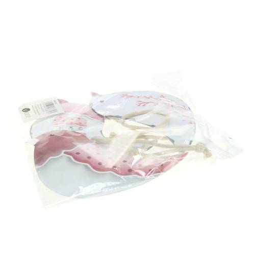 Floristik24 Bird to hang white, old rose assorted metal 9cm 3pcs