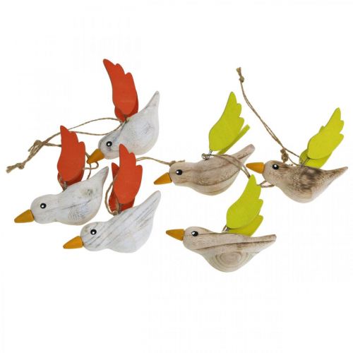 Floristik24 Deco birds wood for hanging bird spring decoration 10.5cm 6pcs