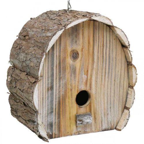 Product Decorative Nesting Box Bird House Wooden Garden Decor Natural White Washed H22cm W21cm