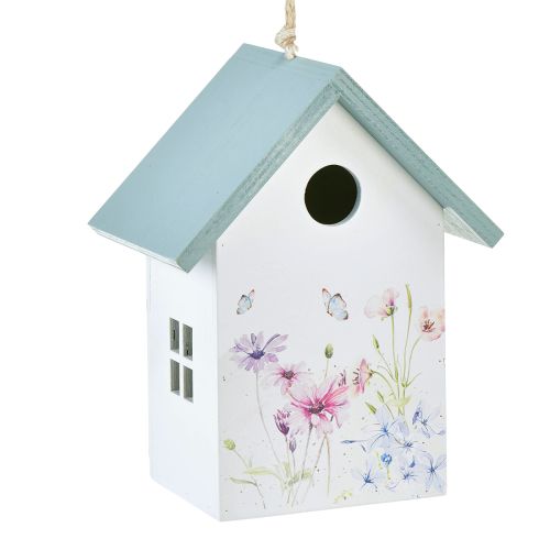 Floristik24 Birdhouse Decoration Spring White Turquoise 15x10.5x19cm 2 pcs