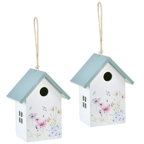 Product Birdhouse Decoration Spring White Turquoise 15x10.5x19cm 2 pcs