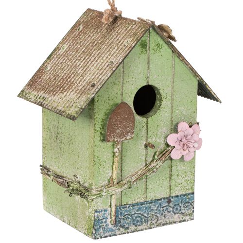 Floristik24 Birdhouse with floral decoration, romantic country house decoration, 19cm