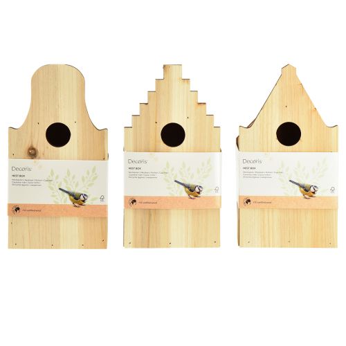 Product Birdhouse wooden incubator blue tit fir H22,5cm 3pcs
