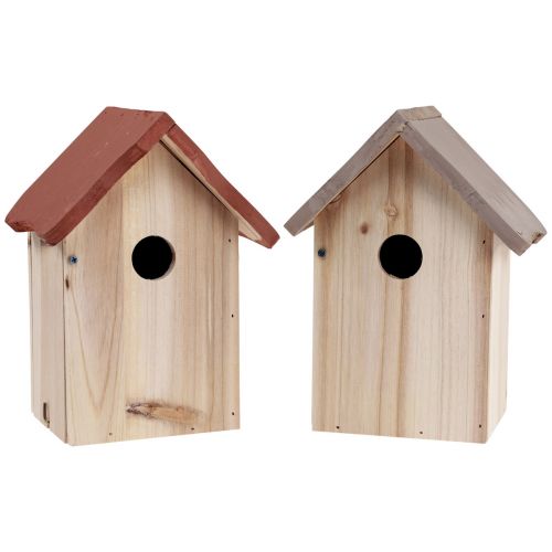 Wooden birdhouse nesting box natural brown/beige 23cm 1pc