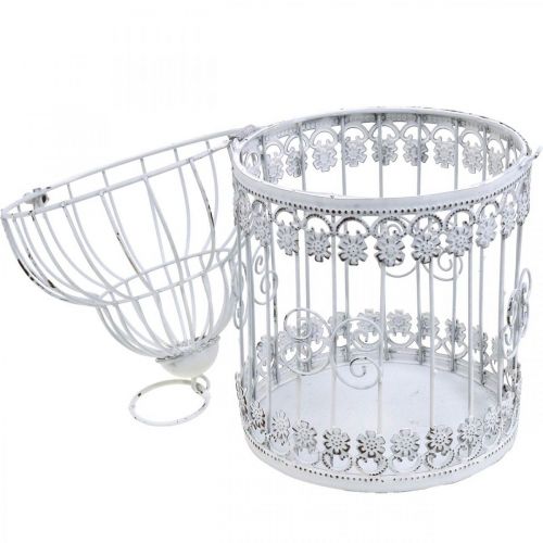 Floristik24 Birdcage for hanging decorative aviary shabby white H31,5cm