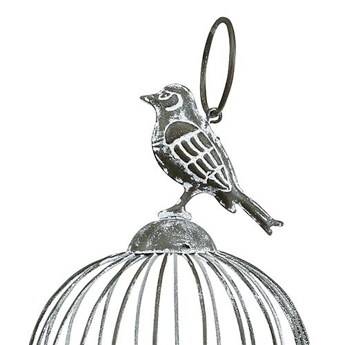 Floristik24 Bird cage with tealight glass Ø10.5cm H21cm gray