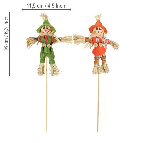 Product Scarecrow flower stakes green orange H16cm 16 pcs