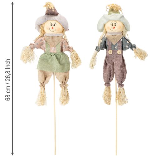 Product Scarecrow on stick flower plug green blue H45/68cm 4 pcs