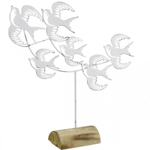Floristik24 Swallows, table decorations, bird decorations to place White, natural colors Shabby Chic H33.5cm W32.5cm