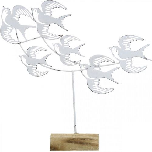 Floristik24 Swallows, table decorations, bird decorations to place White, natural colors Shabby Chic H33.5cm W32.5cm