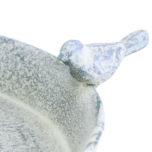 Product Birdbath Metal Decoration Heart White Blue Hanging Ø21.5cm