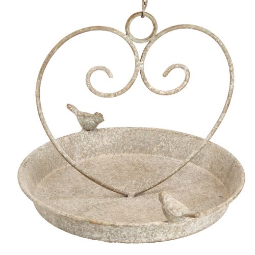 Product Birdbath metal with heart for hanging antique Ø21.5cm