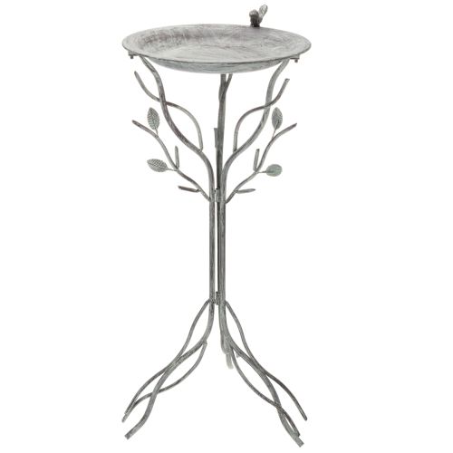 Decorative birdbath with delicate leaf pattern in vintage style, 74cm