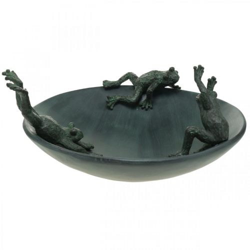 Floristik24 Bird bath with frogs, bird bath metal look green, anthracite antique look Ø28.5cm H13.5cm