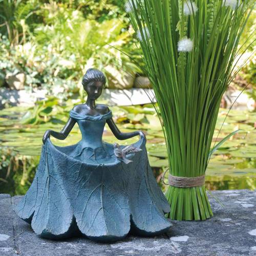Floristik24 Bird bath garden figure girl in flower dress H33.5cm