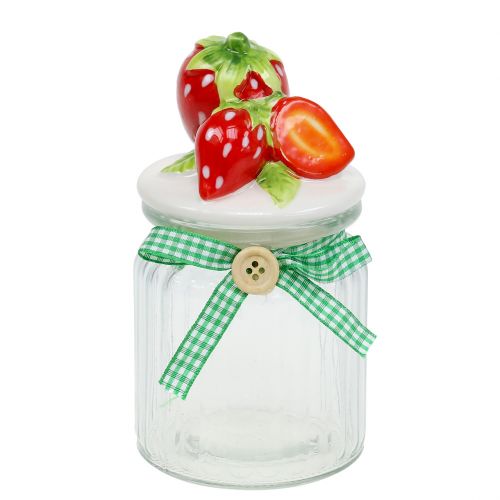 Floristik24 Storage jar with lid strawberry 14.5cm