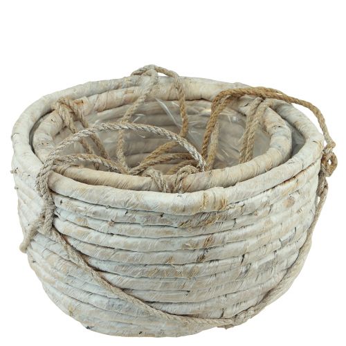 Product Basket for hanging water hyacinth white 25/31cm set of 2