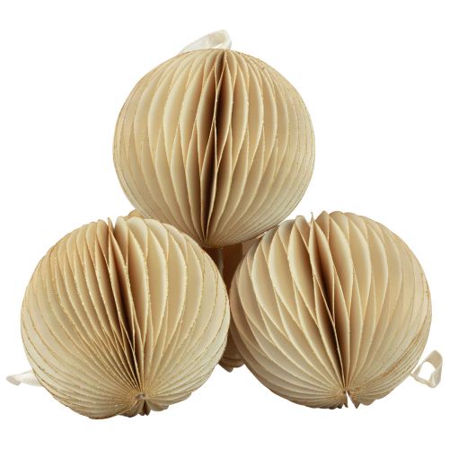 Product Honeycomb Balls Honeycomb Christmas Cream Glitter Ø7cm 4pcs