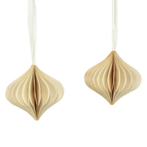 Floristik24 Honeycomb Balls Honeycomb Balls Onion Cream White Gold Ø8cm 4 Pcs