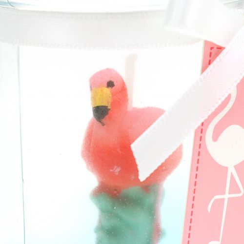 Floristik24 Lantern glass with flamingo candle 9cm