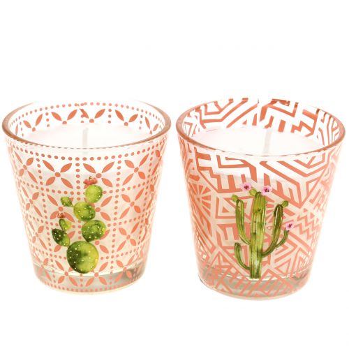 Product Wax candle in glass cactus Ø6.5cm 2pcs